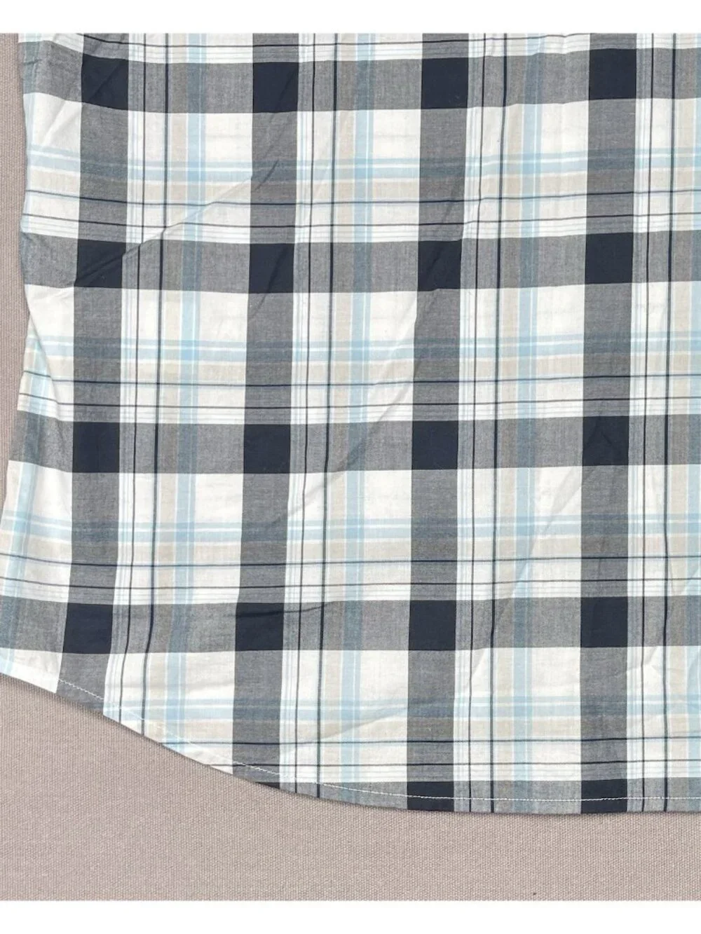 NWT Banana Republic Cotton Untucked Blue Plaid Button Up Shirt - Men Size Medium